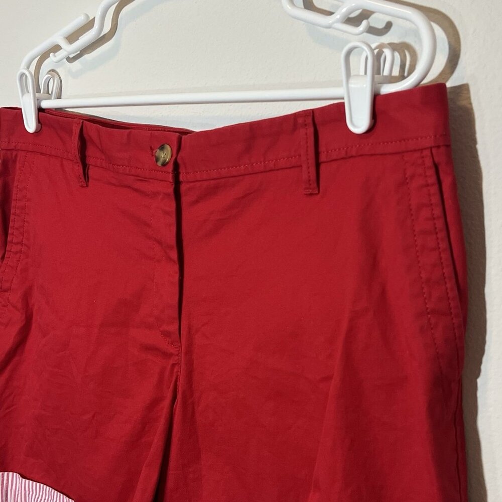 Talbots Women’s Red Relaxed Chino Short Cuffs Petite Size 12 Stretch Christmas - Picture 10 of 12